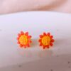 Kolczyki Kwiatuszki - Pomarańczowe