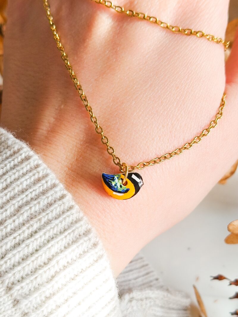 Naszyjnik z ptaszkiem - mini Sikorka Bogatka