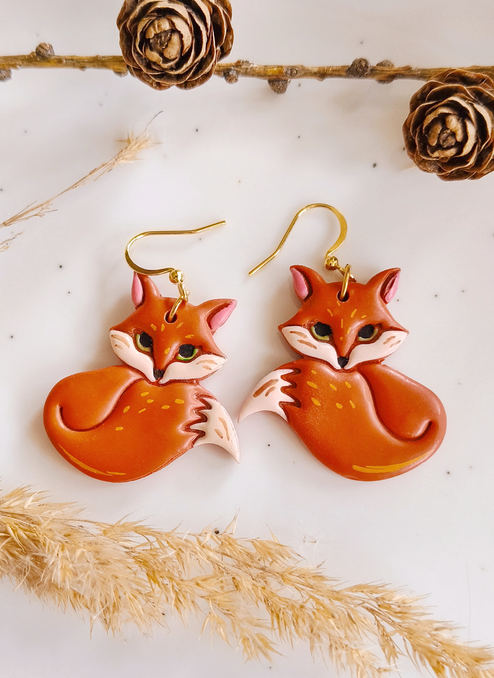 Kolczyki rude lisy, ręcznie wykonane marki Rusałki