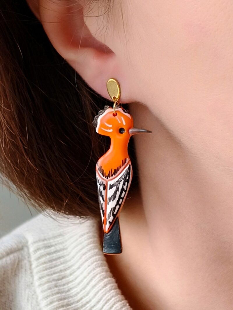 Kolczyki ptaki - wiszące Dudki. Eleganckie kolczyki dla osoby kochającej lokalną naturę