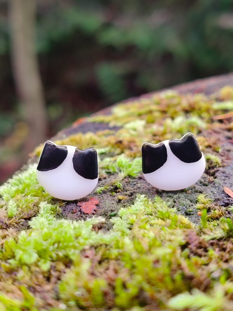 Kolczyki Koty Biało Czarne - Krówki