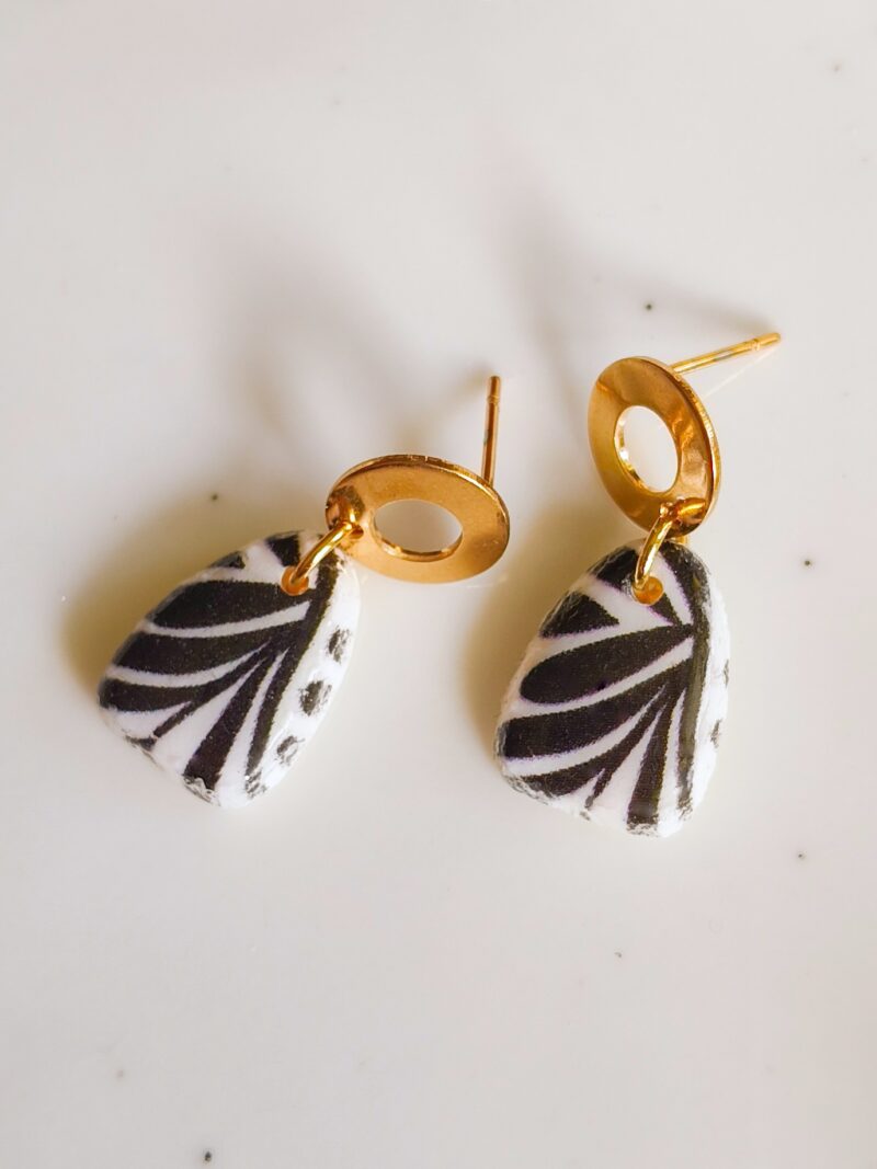 Kolczyki Łezki - Biało-Czarne