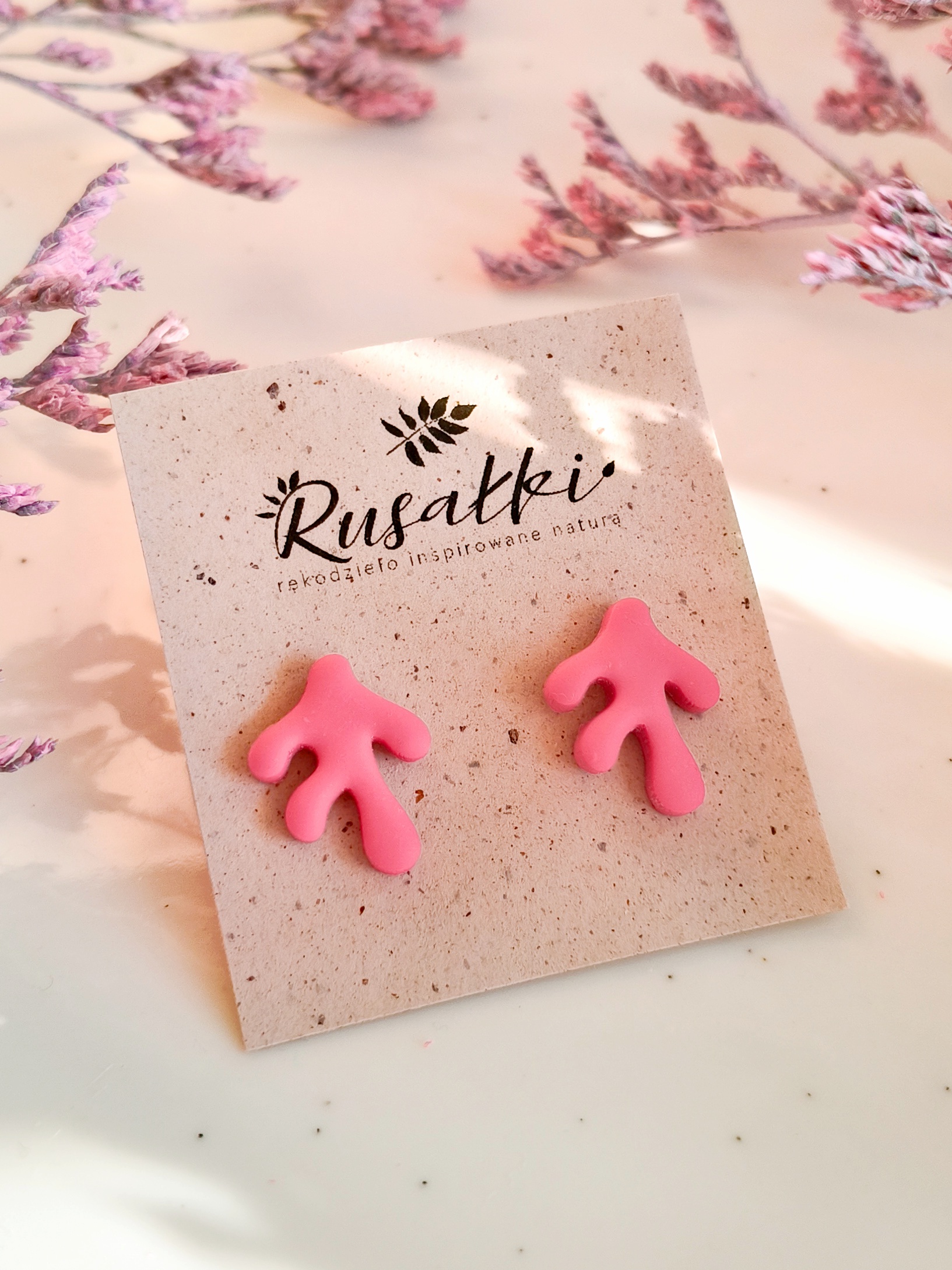 Kolczyki sztyfty - różowe Koralowce - obrazek 5