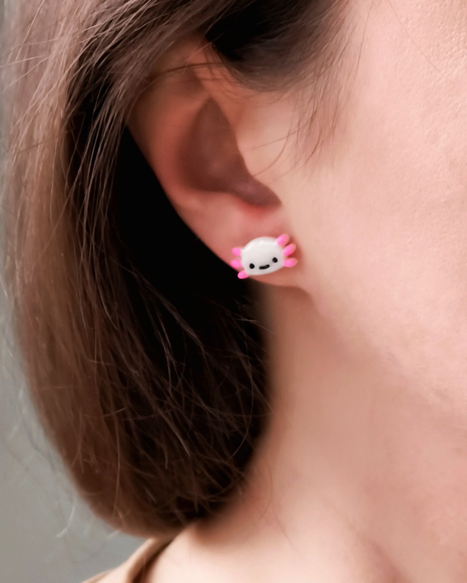 Kolczyki sztyfty – różowe Aksolotle - obrazek 2