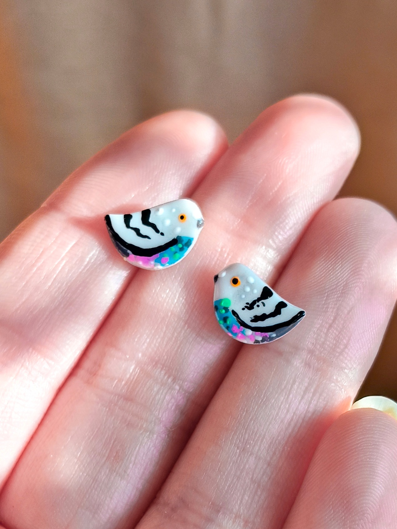 Kolczyki ptaszki – mini Gołąbki - obrazek 2