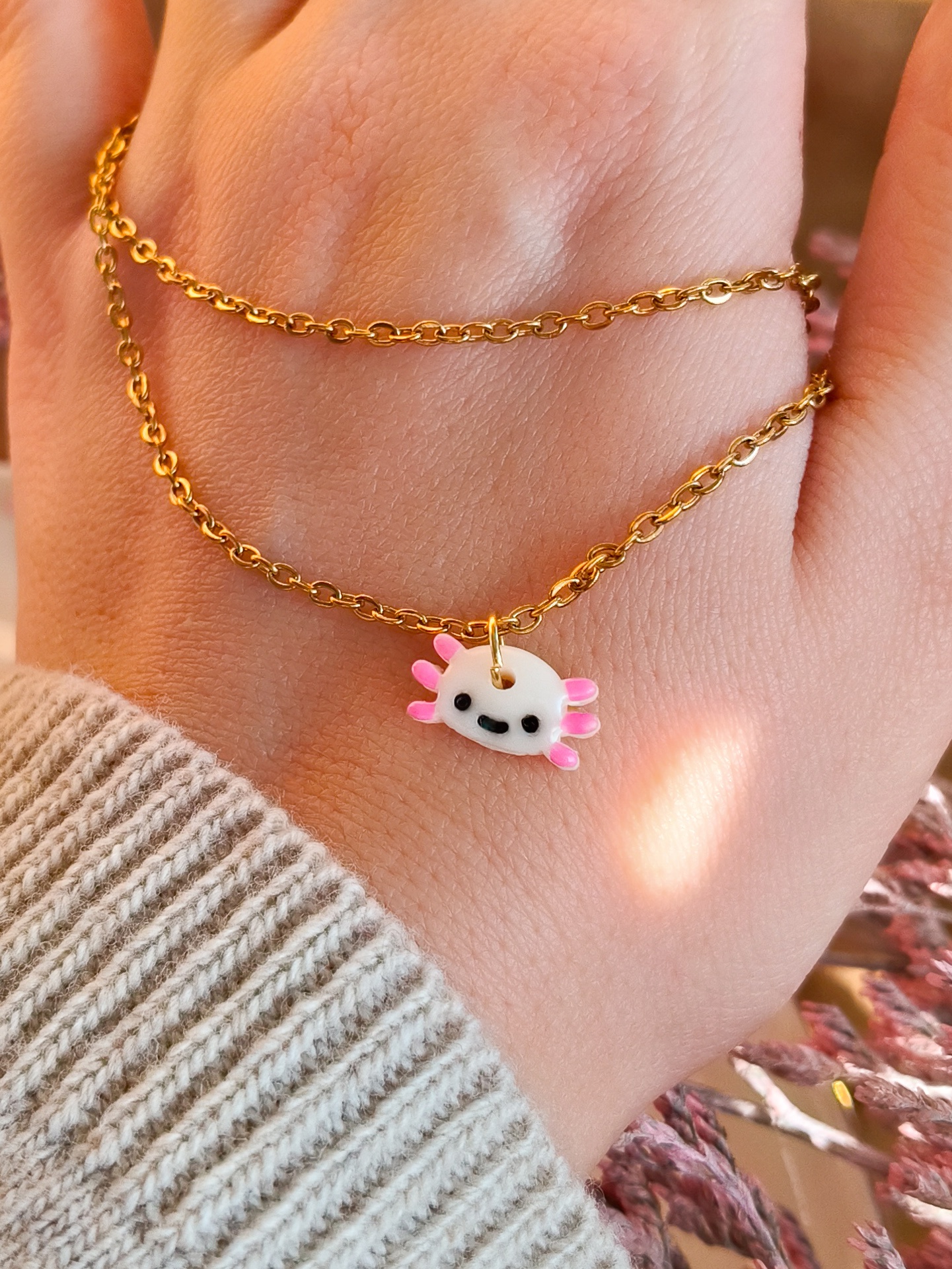 Naszyjnik – różowy mini Aksolotl - obrazek 3