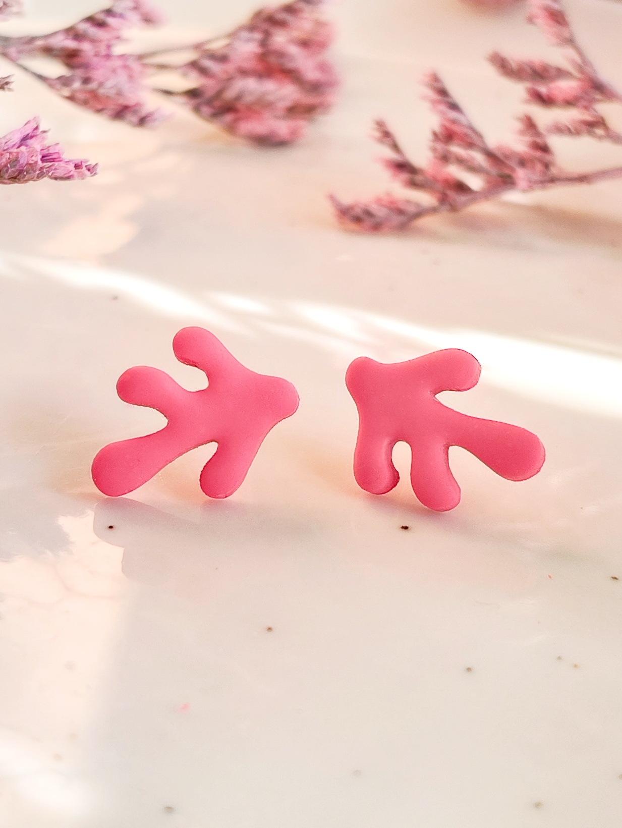 Kolczyki sztyfty - różowe Koralowce