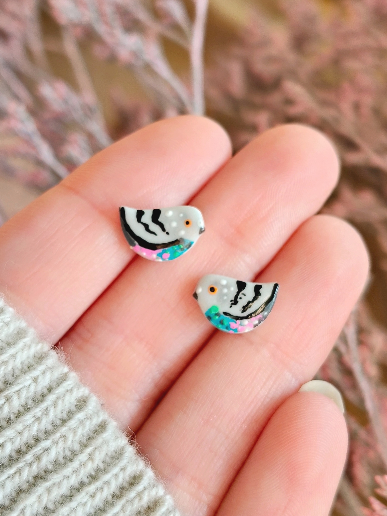 Kolczyki ptaszki – mini Gołąbki - obrazek 7