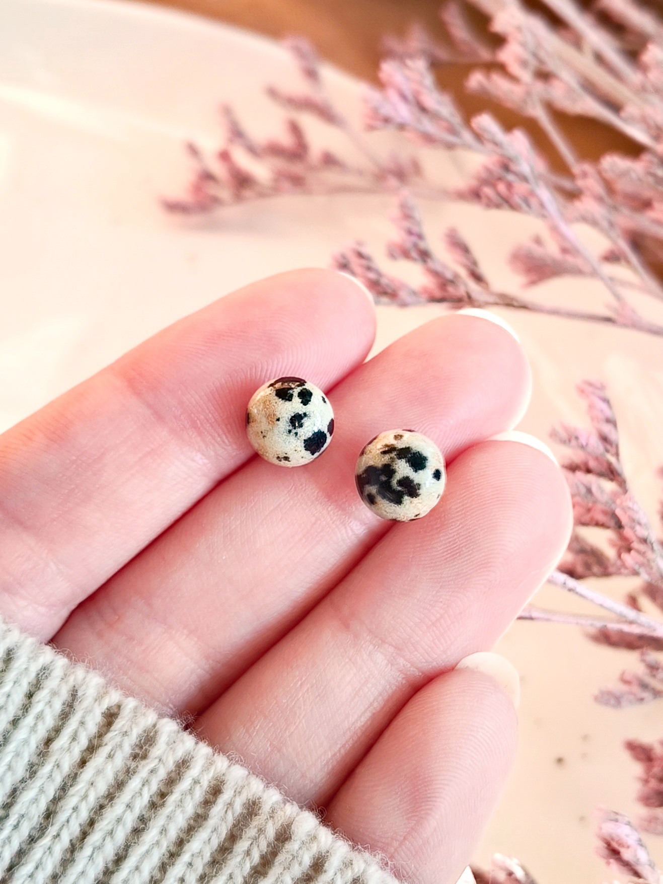 Sztyfty ze stali chirurgicznej z kamieniami naturalnymi - Jaspis Dalmatyński - obrazek 4