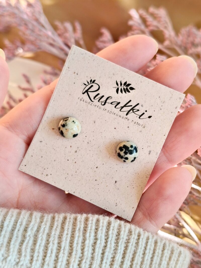 Sztyfty ze stali chirurgicznej z kamieniami naturalnymi - Jaspis Dalmatyński