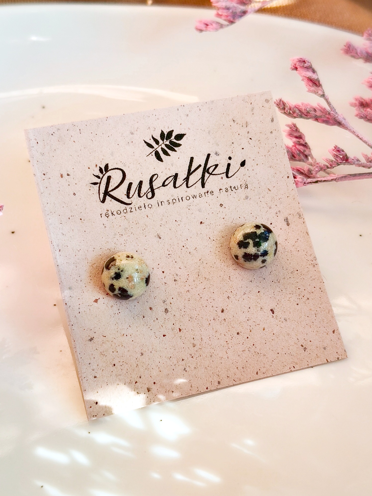 Sztyfty ze stali chirurgicznej z kamieniami naturalnymi - Jaspis Dalmatyński - obrazek 5