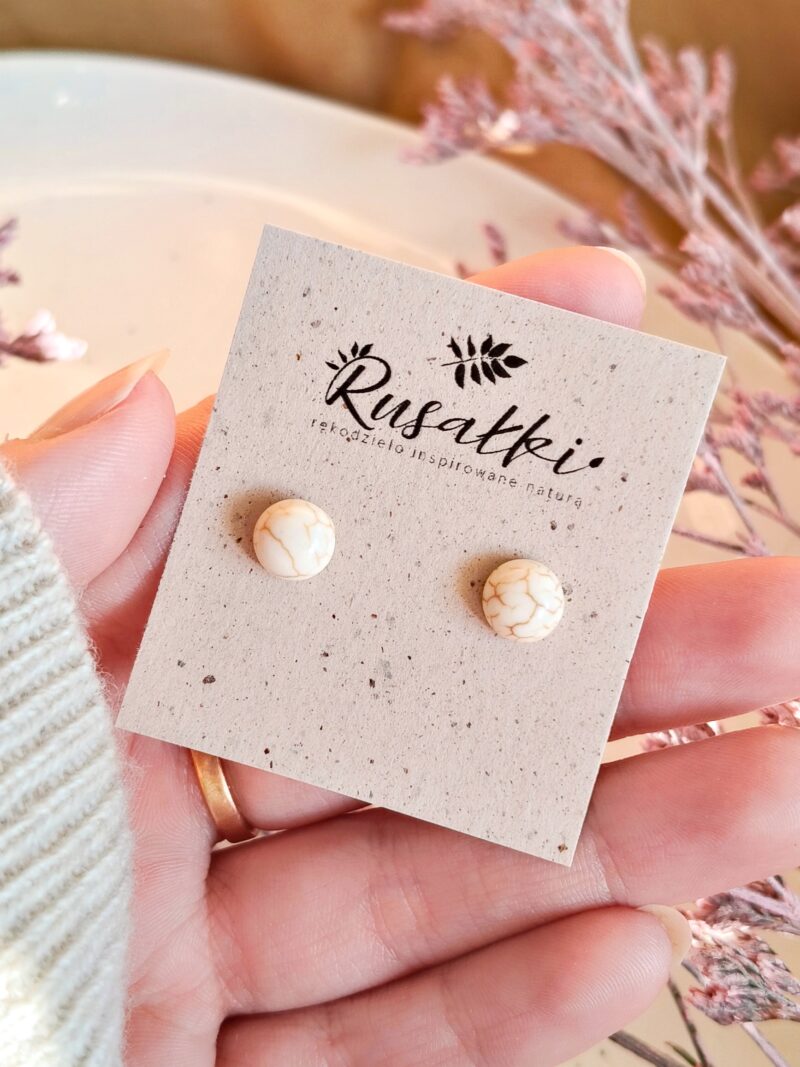 Sztyfty ze stali chirurgicznej z kamieniami naturalnymi - Howlit