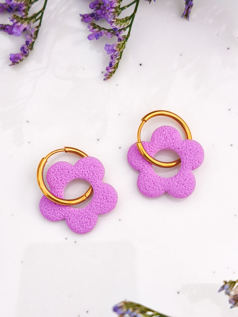 Kolczyki Kwiatuszki 2w1 - Fioletowe