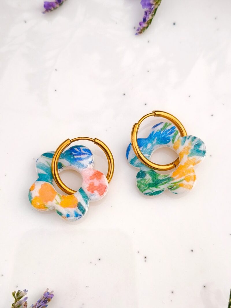 Kolczyki Kwiatuszki 2w1 - Wielokolorowe