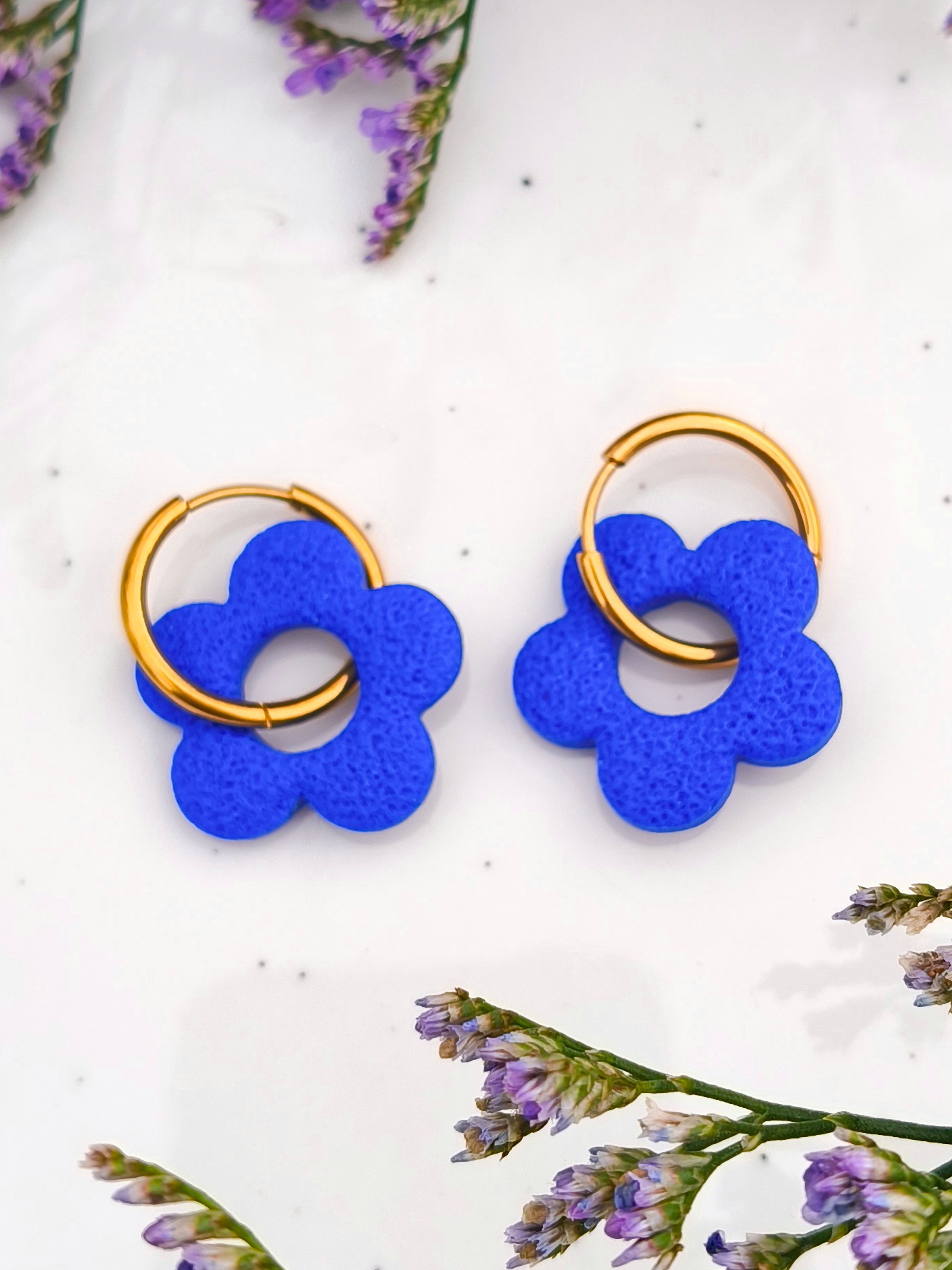 Kolczyki Kwiatuszki 8w1 - Niebieskie + Wielokolorowe - obrazek 6