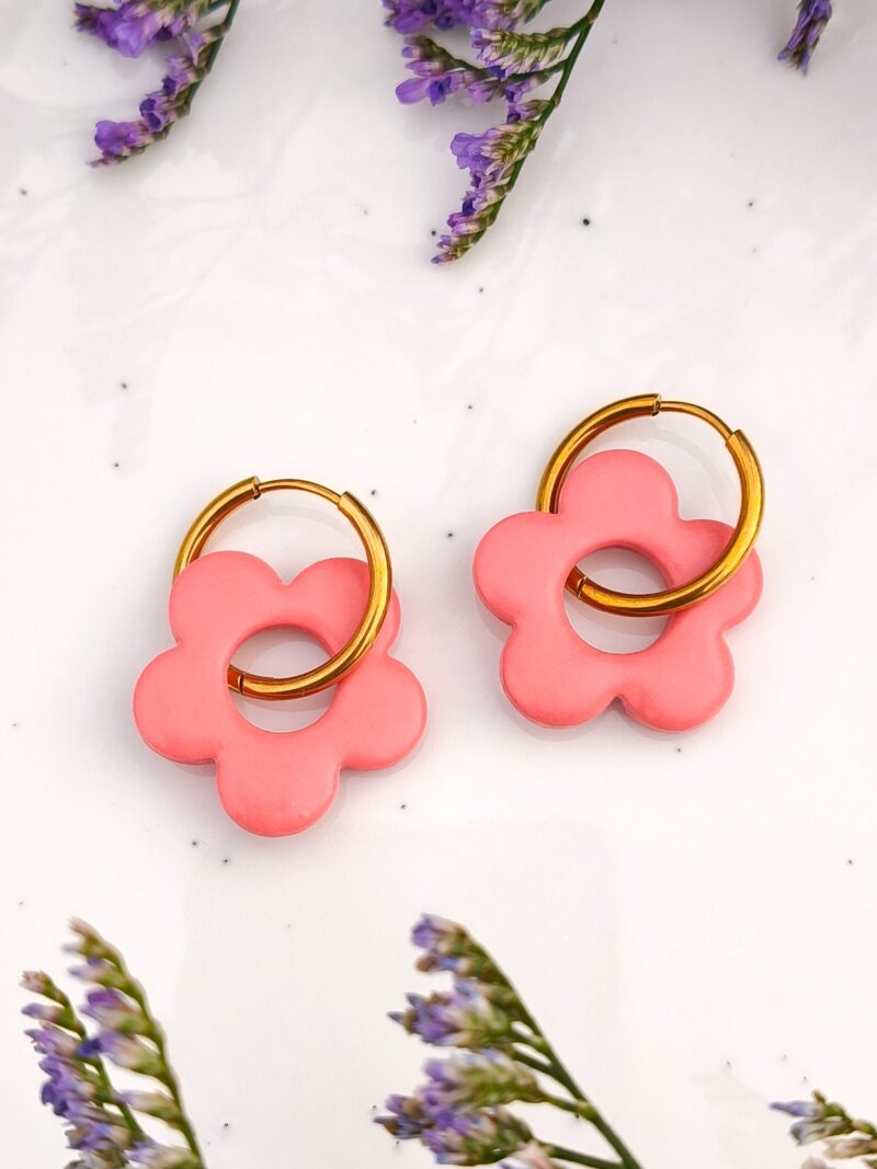 Kolczyki Kwiatuszki 2w1 - Różowe