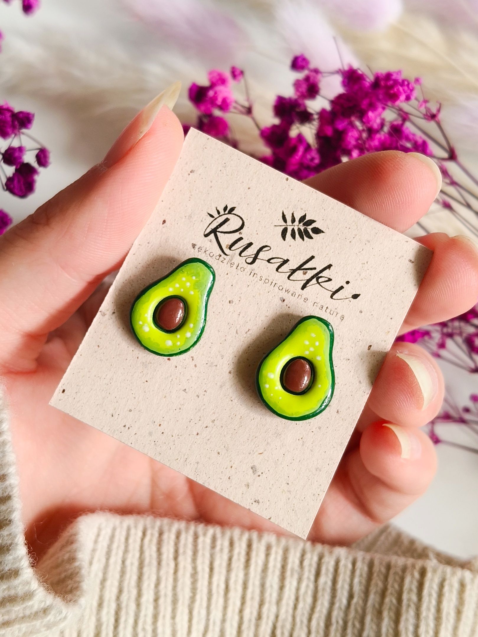 Kolczyki sztyfty – Awokado - obrazek 4