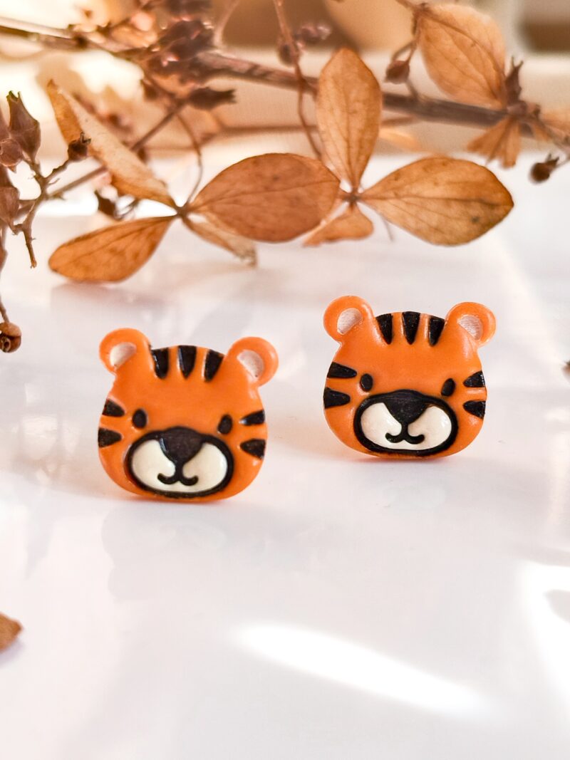 Kolczyki sztyfty – Tygrysy