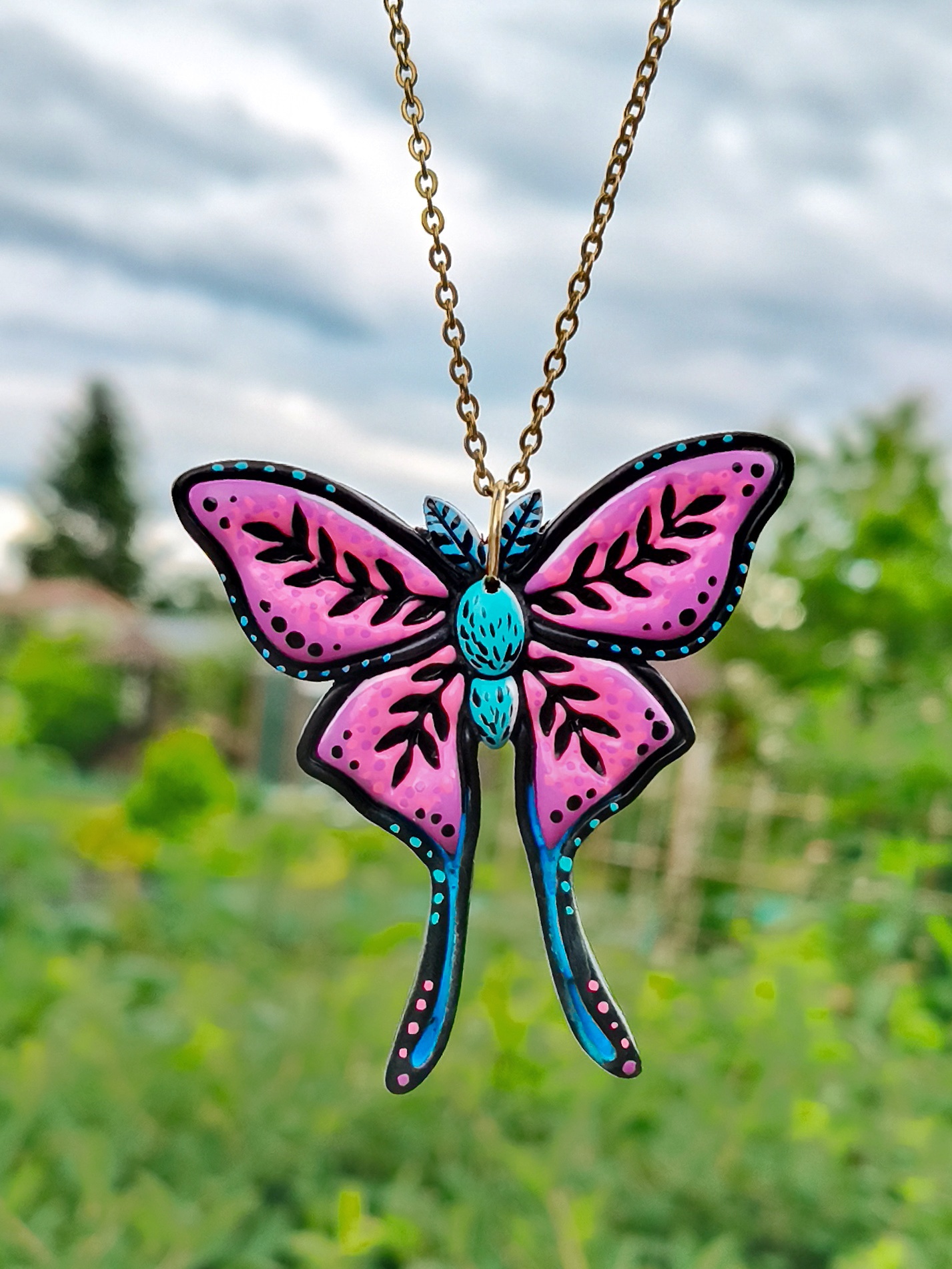 Naszyjnik Baśniowy Motyl - Fioletowy - obrazek 3
