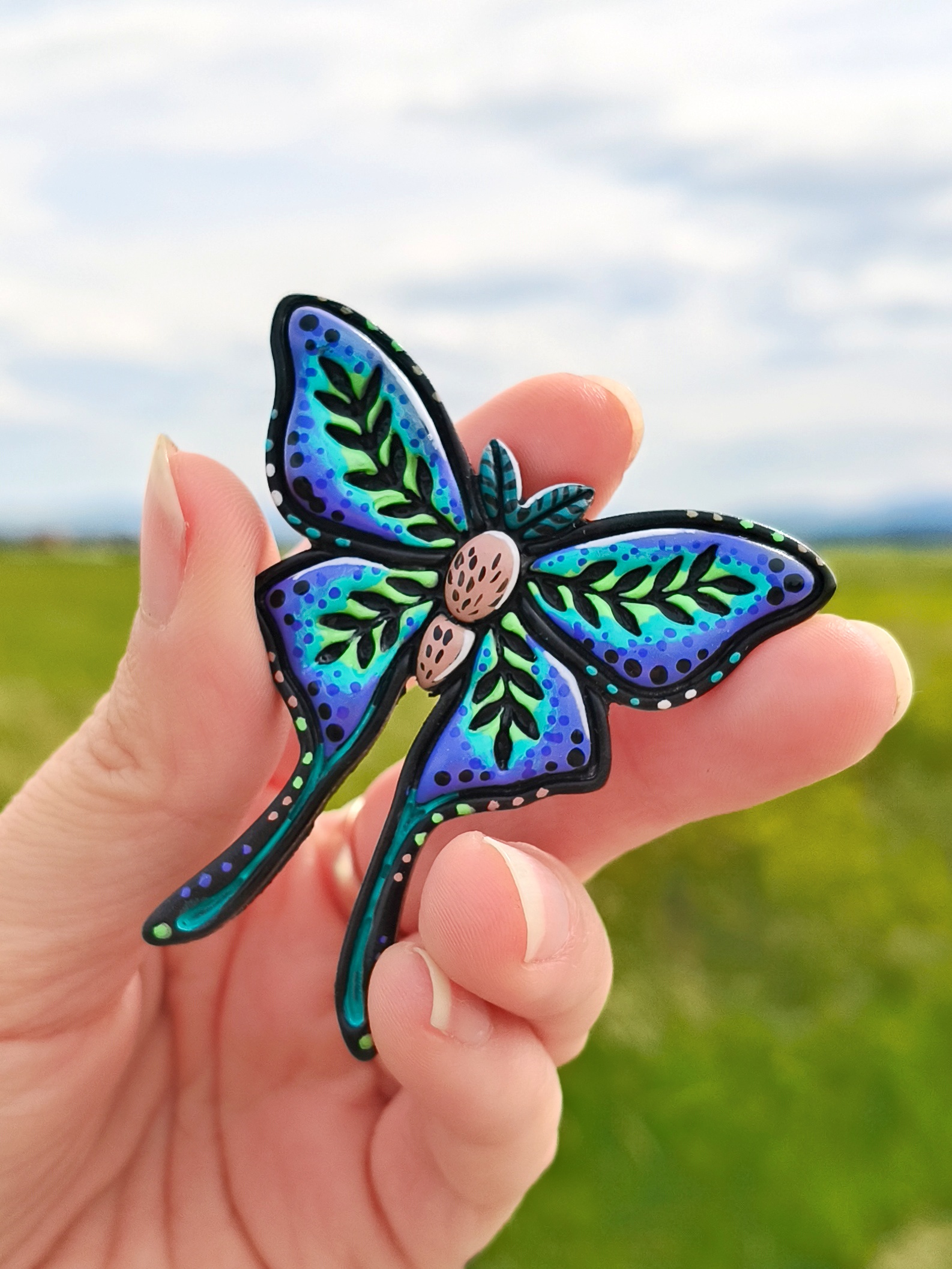 Pin Hipnotyzujący Motyl - Niebieski - obrazek 4