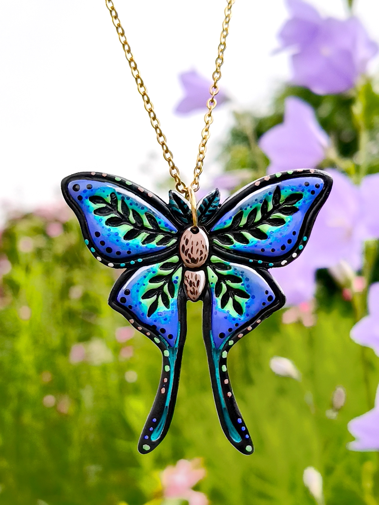 Naszyjnik Hipnotyzujący Motyl - Niebieski - obrazek 3