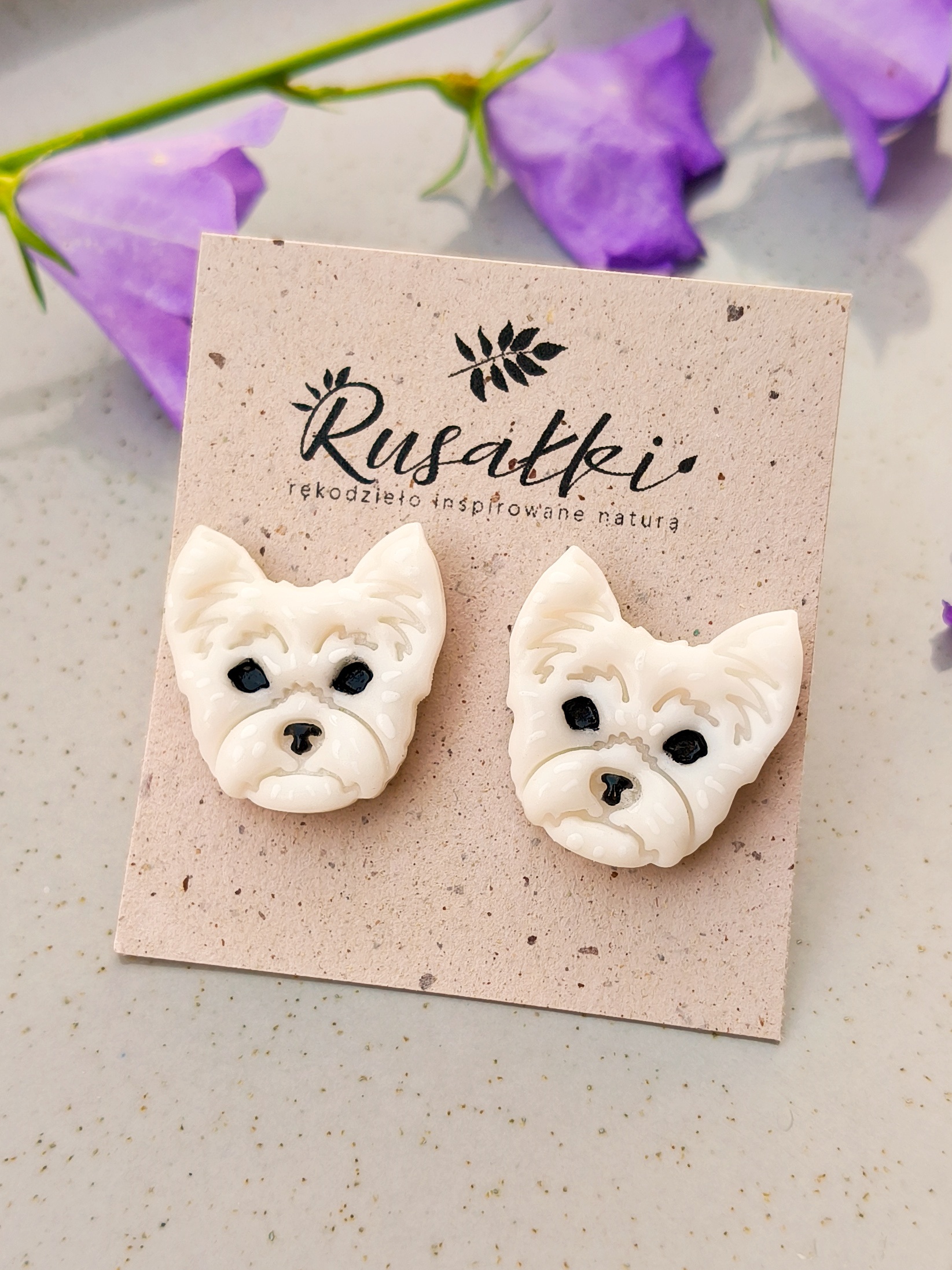Kolczyki Sztyfty West Highland White Terrier - obrazek 2