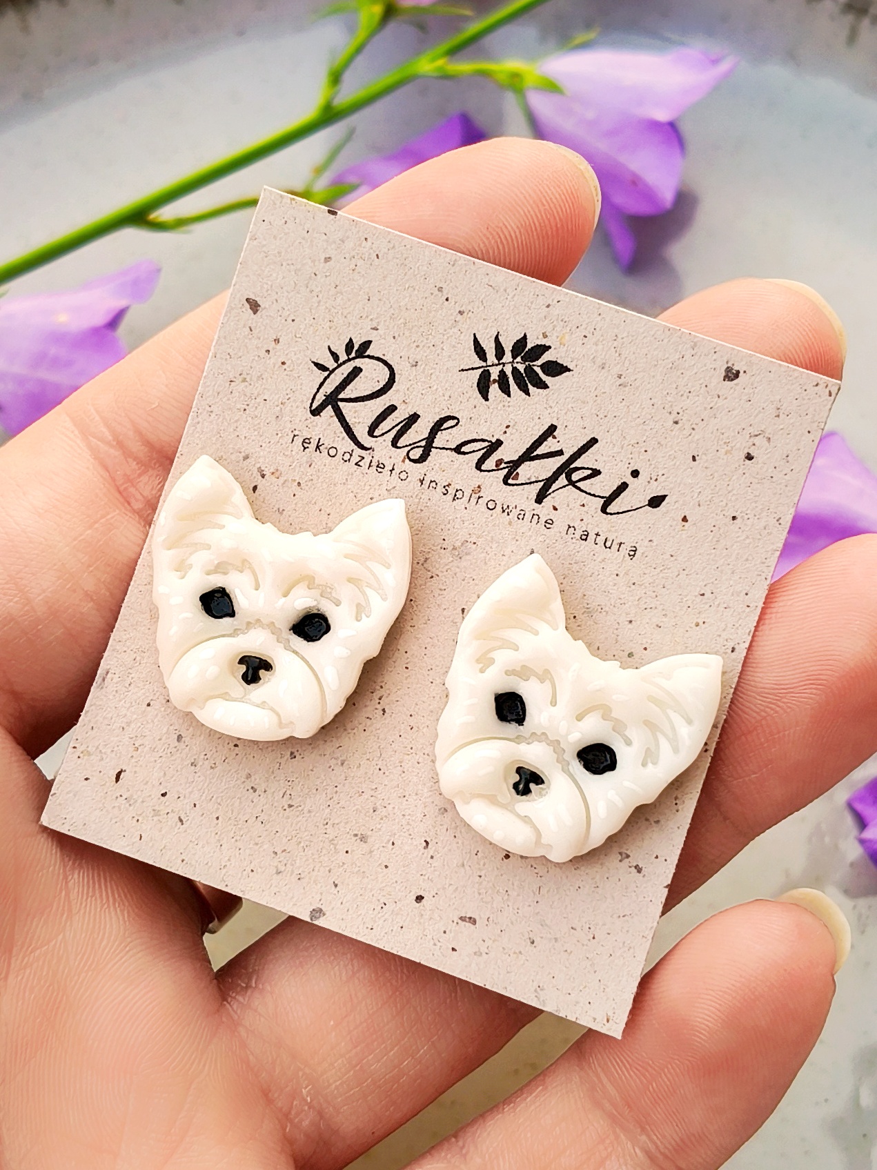 Kolczyki Sztyfty West Highland White Terrier - obrazek 4