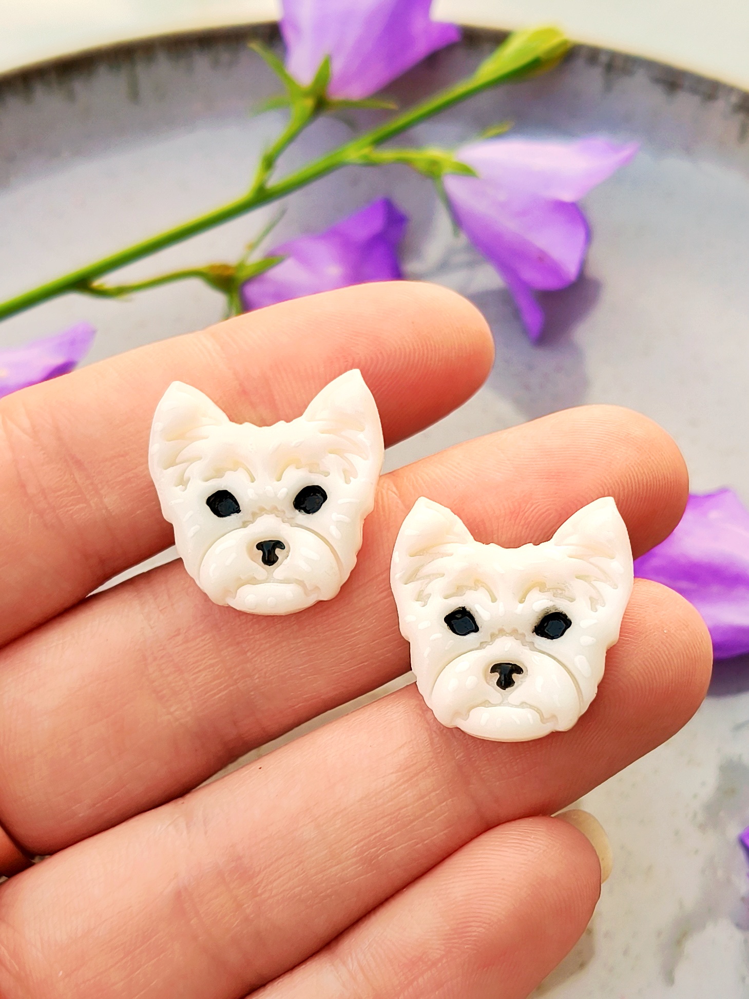 Kolczyki Sztyfty West Highland White Terrier - obrazek 3
