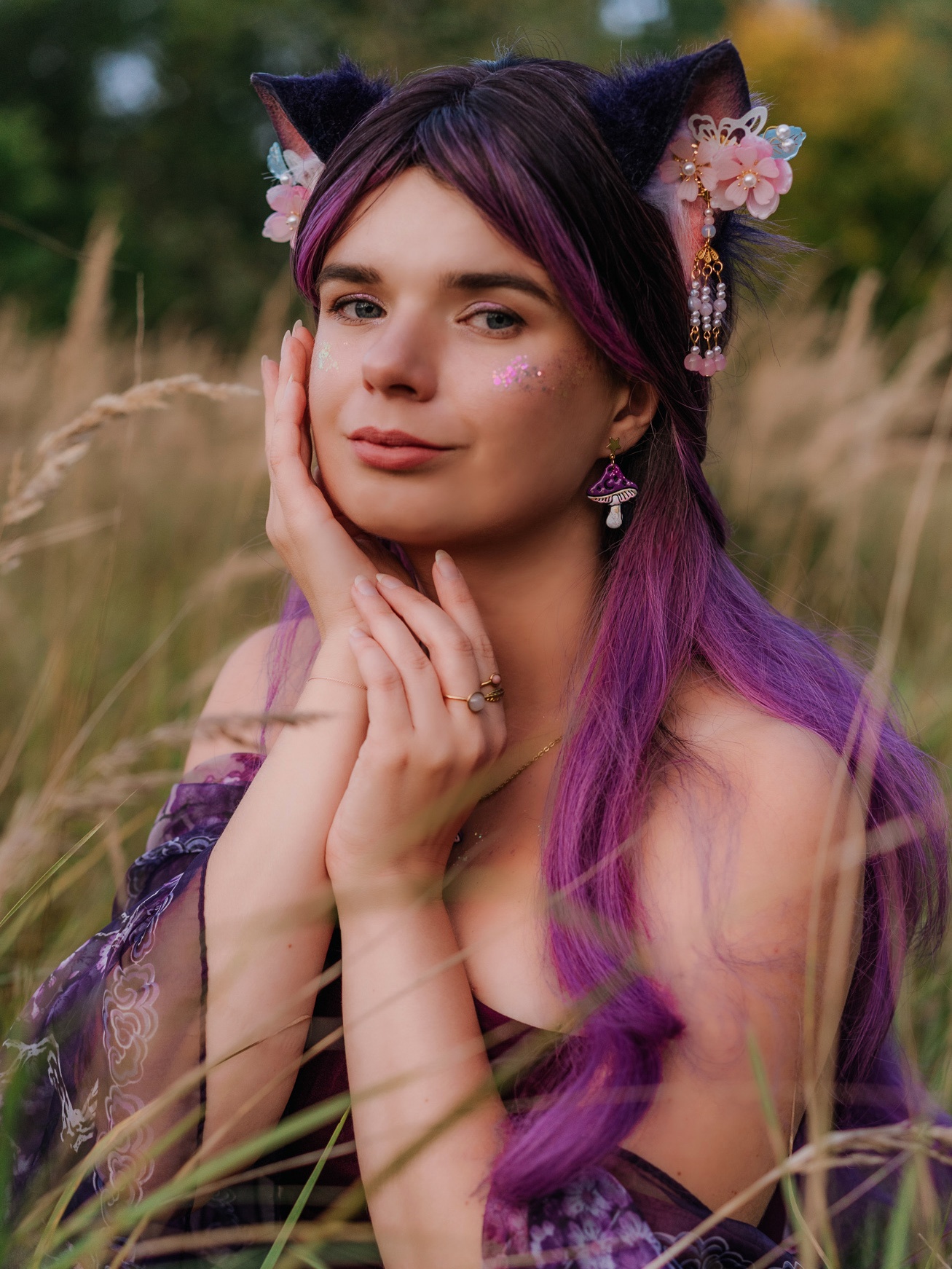 Kolczyki Grzybki Fantasy - Fioletowe - obrazek 3